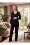 New Season Black Buttoned Breastfeeding Feature Lace Detailed Design Long Sleeve 100% Cotton Maternity Pajama Set - 3