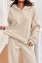 Women's Oversize Hooded Sweatshirt Wide Leg Sweatpants 100% Cotton Ribbed 2-Piece Set - 4