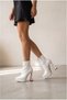 Spaceeee White Patent Leather Platform Design Women's Boots Mid-Heeled Shoes - 2