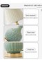 DUNISO Ceramic Table Lamp,Small Bedside Lamp with Linen Shade, Bamboo Leaf Textured Ceramic - 2