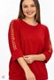 Women's Red Pool Collar Sleeve Troped Lycra Elite Yarn Thin Knitwear Blouse - 4