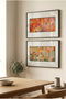 2 Pcs Pvc Framed Black Wood Framed Modern Horizontal Wooden Painting with Mat in Orange and Turquoise/Green Tones - Home, Business, and Office Decoration Painting - 5