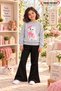 Winter, Spring, and Autumn Girls' Black Spanish Flared Bottoms and Gray Sweat Top