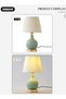 DUNISO Ceramic Table Lamp,Small Bedside Lamp with Linen Shade, Bamboo Leaf Textured Ceramic - 3