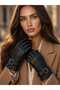 Women's Winter Lambskin Zippered Buckle Leather Gloves