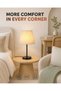 XiuWoo Nordic Retro Bedside Table Lamp with Fabric Shade, E27 Desk Lamp with Included 5W Warm LED - 4