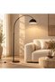 Glanfen Modern Black Arc Floor Lamp with Adjustable Dome Shade, Marble Base, E27 3-Color LED Bulb - 3