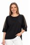 Women's black pool neck sleeve trople lycra elite yarn thin knitwear blouse