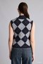 Fitted Shawl Collar Diamond Patterned Sweater H3789Ax26Sp - 5
