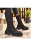 Women's Black Long Lace-Up Boots – Thick-Soled Casual and Stylish Boots