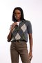 Anthracite Diamond Pattern Polo Collar Short Sleeve Knitwear 261157 - 3
