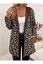 Women's Hooded Double-Sided Lace-Up and Zippered Viscose Leopard Pattern Two-Thread Fabric Jacket - 2