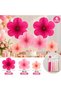 Pink Shades Flower Shaped Fan Set 6 Pieces