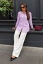 Women's Oversize Long Sleeve Basic Lilac Shirt - 2