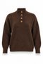 Brown Stand Collar Buttoned Sweater 251361