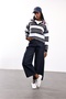Blue Striped Polo Collar Sweater 5600 - 3