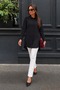 Women's Oversize Long Sleeve Basic Black Shirt - 4