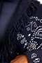 Navy Blue Belted Patterned Shawl Collar Cardigan 5654 - 6