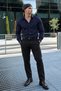 Men's Slim Fit Long Sleeve Classic Navy Blue Shirt
