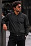 Men's Seasonal Zippered Casual Black Raincoat - 2