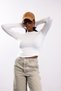 Ecru Crew Neck Basic Long Sleeve T-Shirt - 4