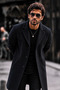 Men's Kaşe Classic Cut Trendy Navy Blue Coat - 3