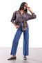 Navy Blue Plaid Pattern Oversize Shirt 6648 - 6