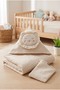 Cute Lion Embroidered Hooded Baby Bath Towel and Washcloth Set - Beige - 2