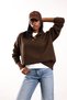 Brown Stand Collar Buttoned Sweater 251361 - 2