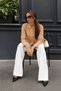 Women's Oversize Long Sleeve Basic Beige Shirt - 5