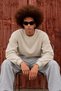 Men's Basic Crew Neck Long Sleeve Cream Sweater - 4