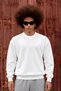 Men's Basic Crew Neck Long Sleeve White Sweatshirt