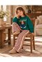 Girl's Cotton Punch Embroidered Sweatshirt and Scallop Detail Top and Bottom Set - 2