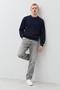 Men's Casual Wear Long Sleeve Crew Neck Navy Blue Sweatshirt - 6