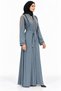 Triangle Embroidery and Belt Abaya |   Triangular Embroidered Abaya with Belt - 2