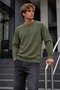 Men's Casual Crew Neck Ribbed Long Sleeve Green Sweater