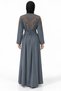 Floral Embroidery Abaya with Belt |   Floral Embroidered Abaya with Belt - 4