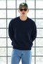 Men's Crew Neck Ribbed Oversize Navy Blue Sweater - 2
