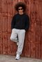 Men's Basic Crew Neck Long Sleeve Black Sweatshirt - 6