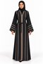 Abaya with Embroidered Lines and Belt |   Striped Embroidered Abaya with Belt