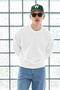 Men's Crew Neck Ribbed Oversize White Sweater - 2