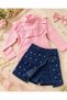 Pink Pearl Denim Skirt Top and Bottom Set - Pink - 4-5 Years - St00285-Pink-4-5 Years - 3