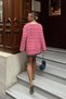 Red Thin Crew Neck Striped Loose Slim Long Sleeve Women's T-Shirt-Suitable for Hijab - 5