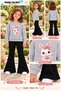Winter, Spring, and Autumn Girls' Black Spanish Flared Bottoms and Gray Sweat Top - 2