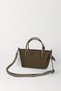 Women's Khaki Suede Scarf Gift Crossbody Lined Zippered Mini Hand and Shoulder Bag - 4