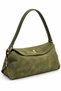 Khaki Women's Gold-Locking Genuine Suede Shoulder Bag. - 2