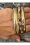Thick 3-Piece Leopard/White Stone Bracelet/Bangle - 3