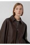 Women's Brown Leather Jacket Coffee Bean Jacket - 2