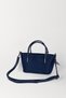 Women's Navy Blue Suede Scarf Gift Crossbody Lined Zippered Mini Hand and Shoulder Bag - 4