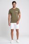 Men Crew Neck Short Sleeve Brand Logo T-Shirt, Olive - 2